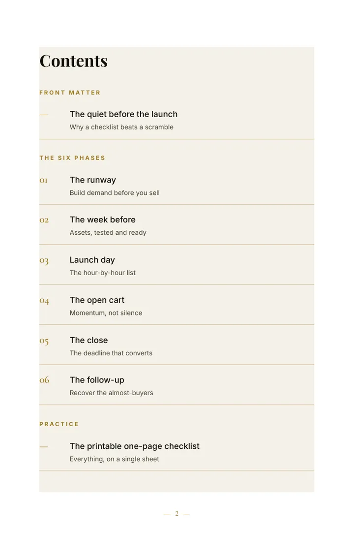 The Launch Checklist — sample page 1