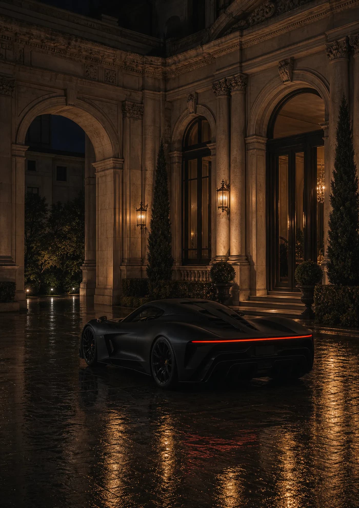 Midnight Mansion Arrival — fine-art print