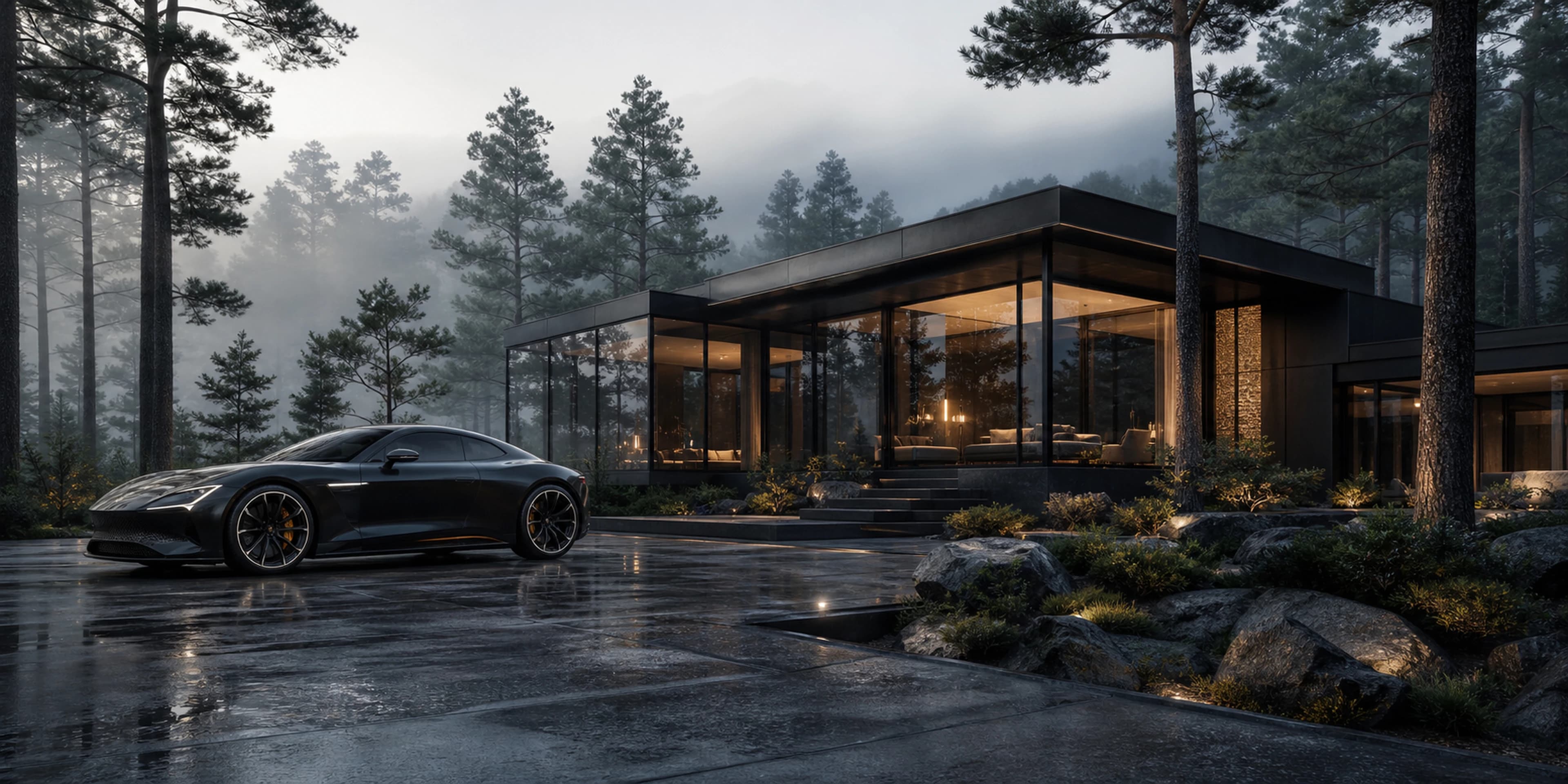 Forest Glass Mansion — original desktop artwork from the Estates collection