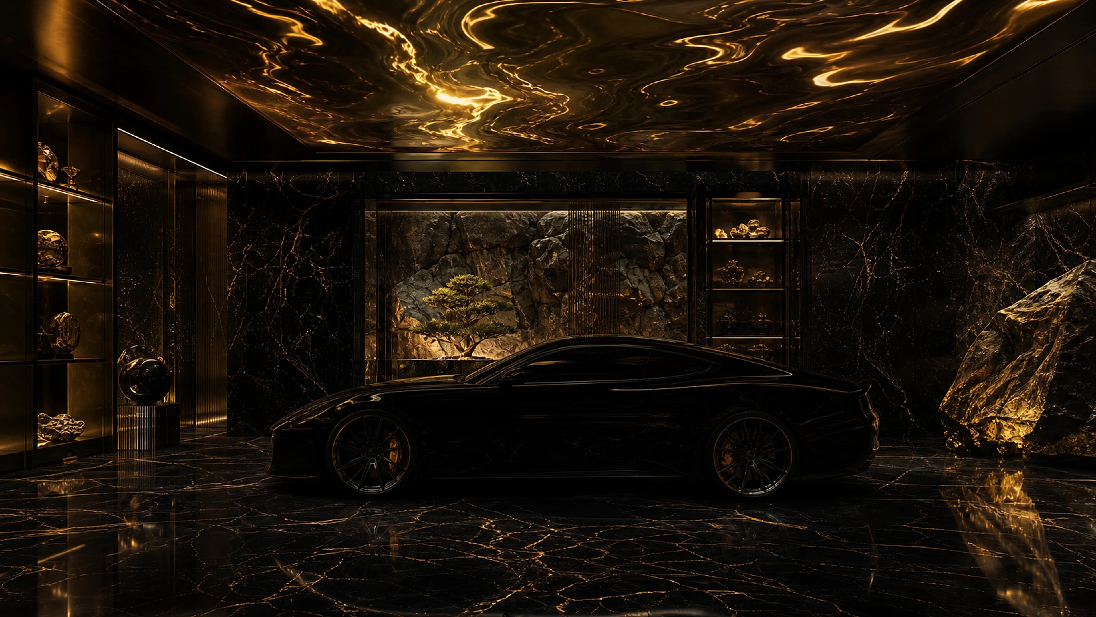 Gold Showroom — original desktop artwork from the Gold Rush Garage collection