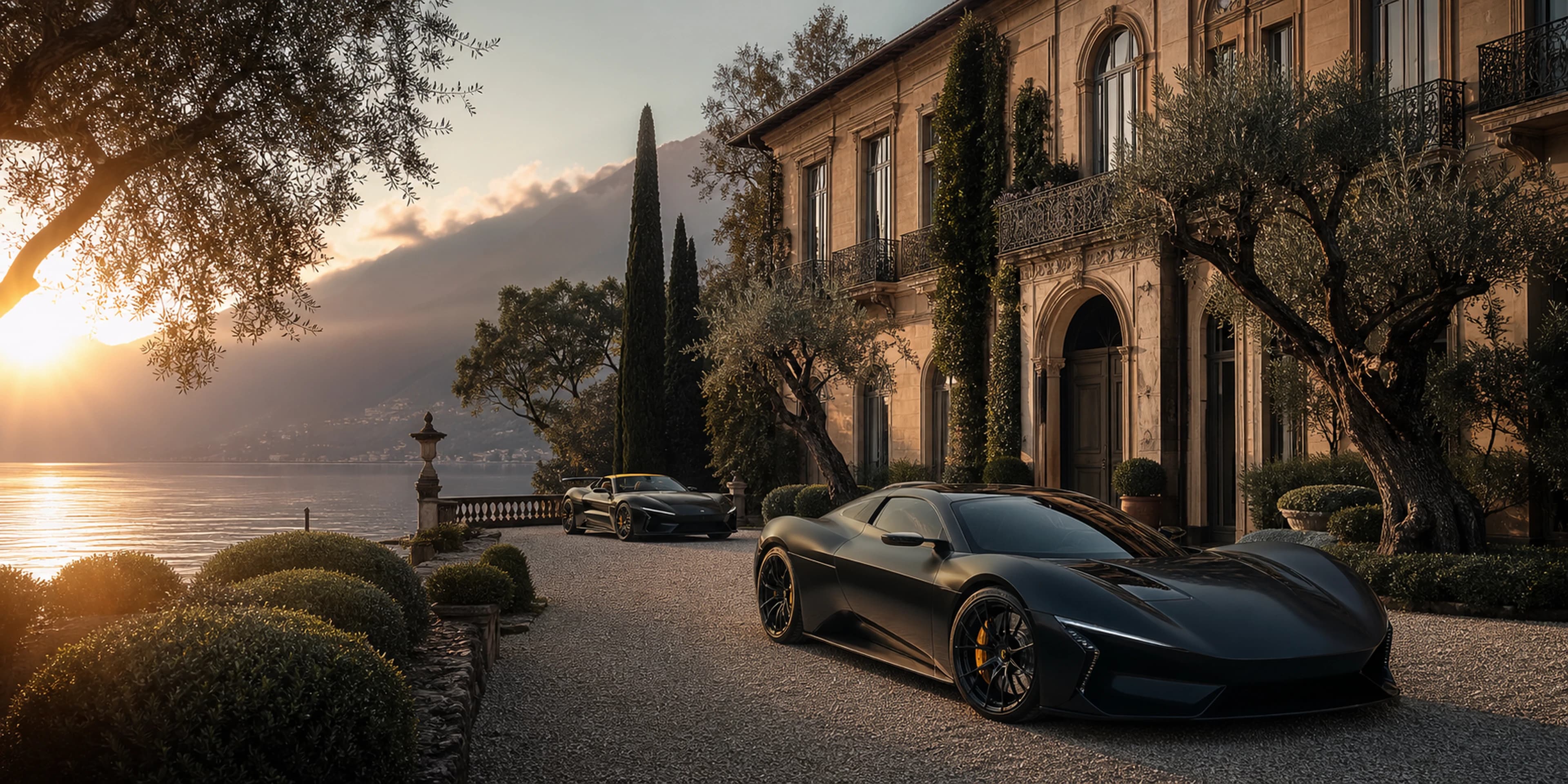 Italian Lake Villa — original desktop artwork from the Estates collection