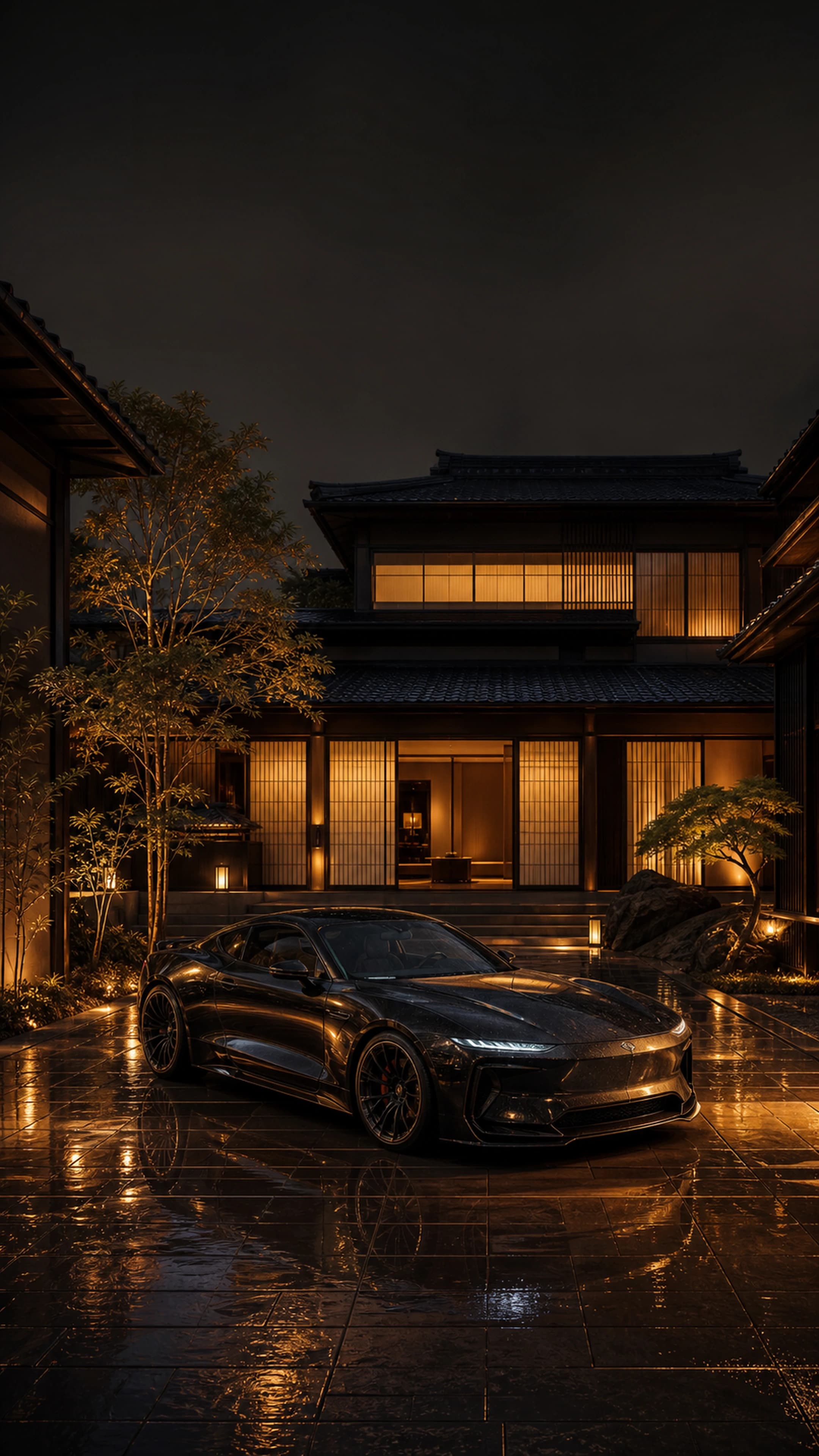 Kyoto Courtyard Nocturne — original mobile artwork from the Estates collection