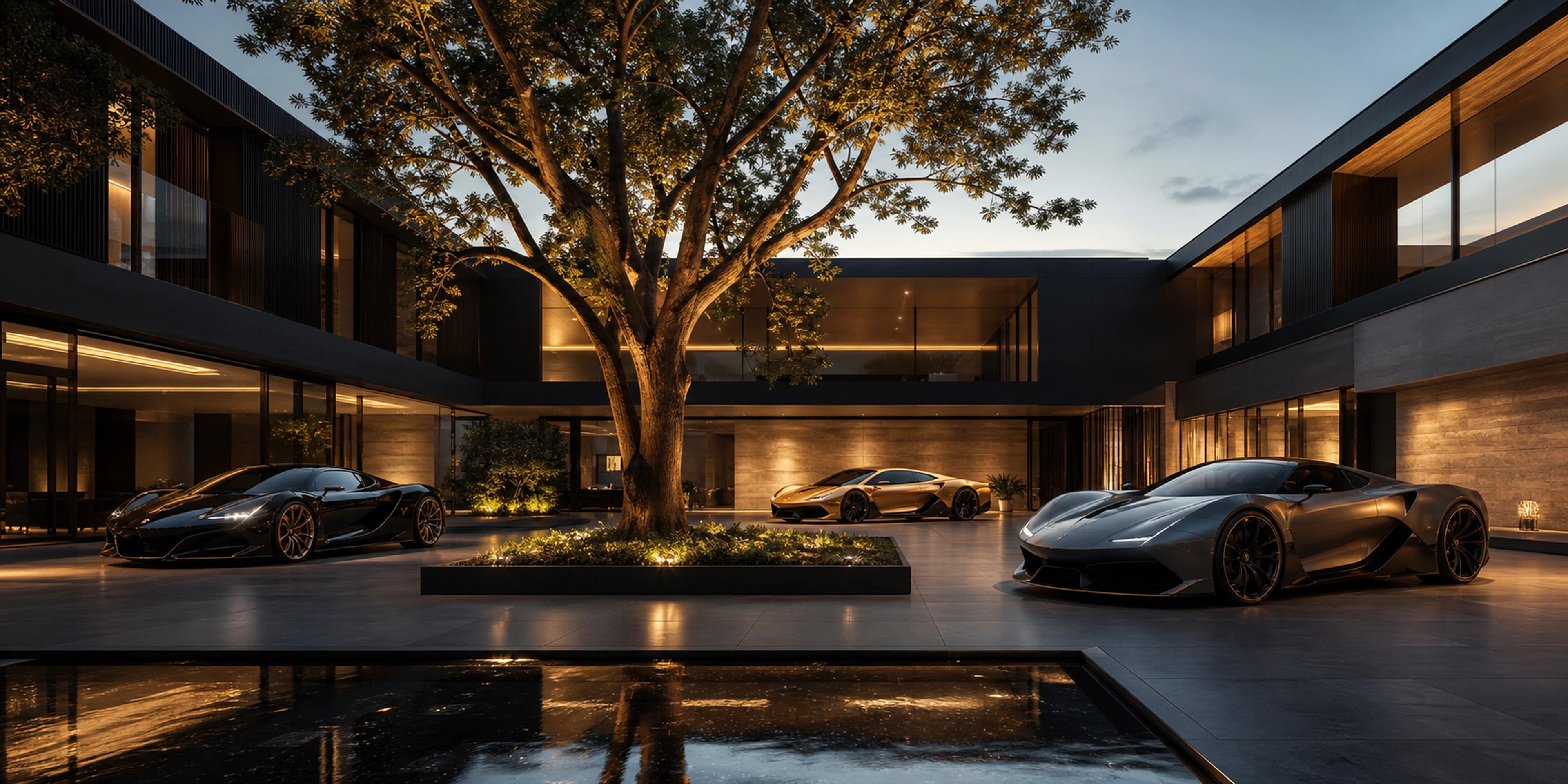 Modern Courtyard Residence — original desktop artwork from the Estates collection