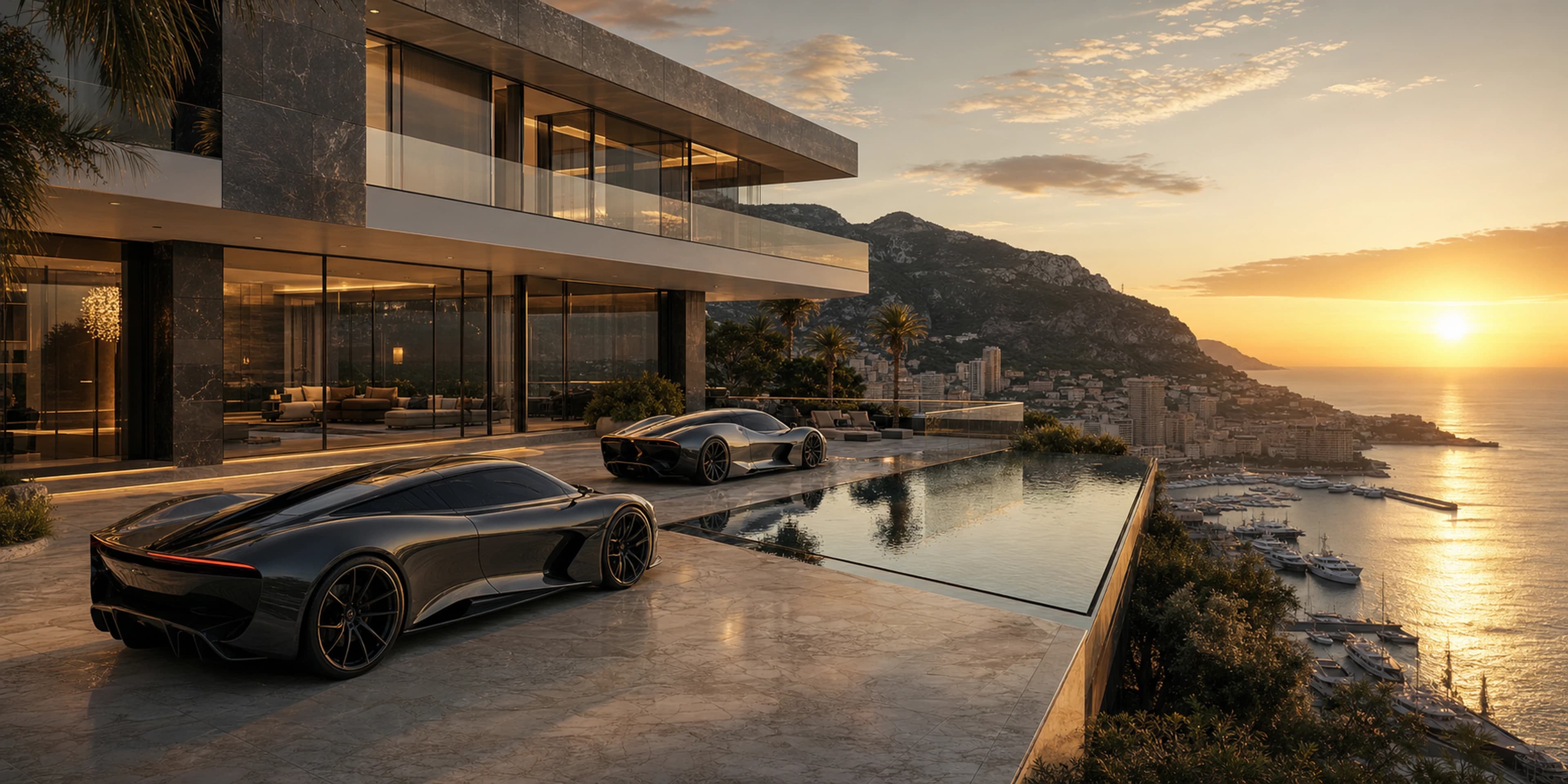 Monaco Sunset Estate — original desktop artwork from the Estates collection