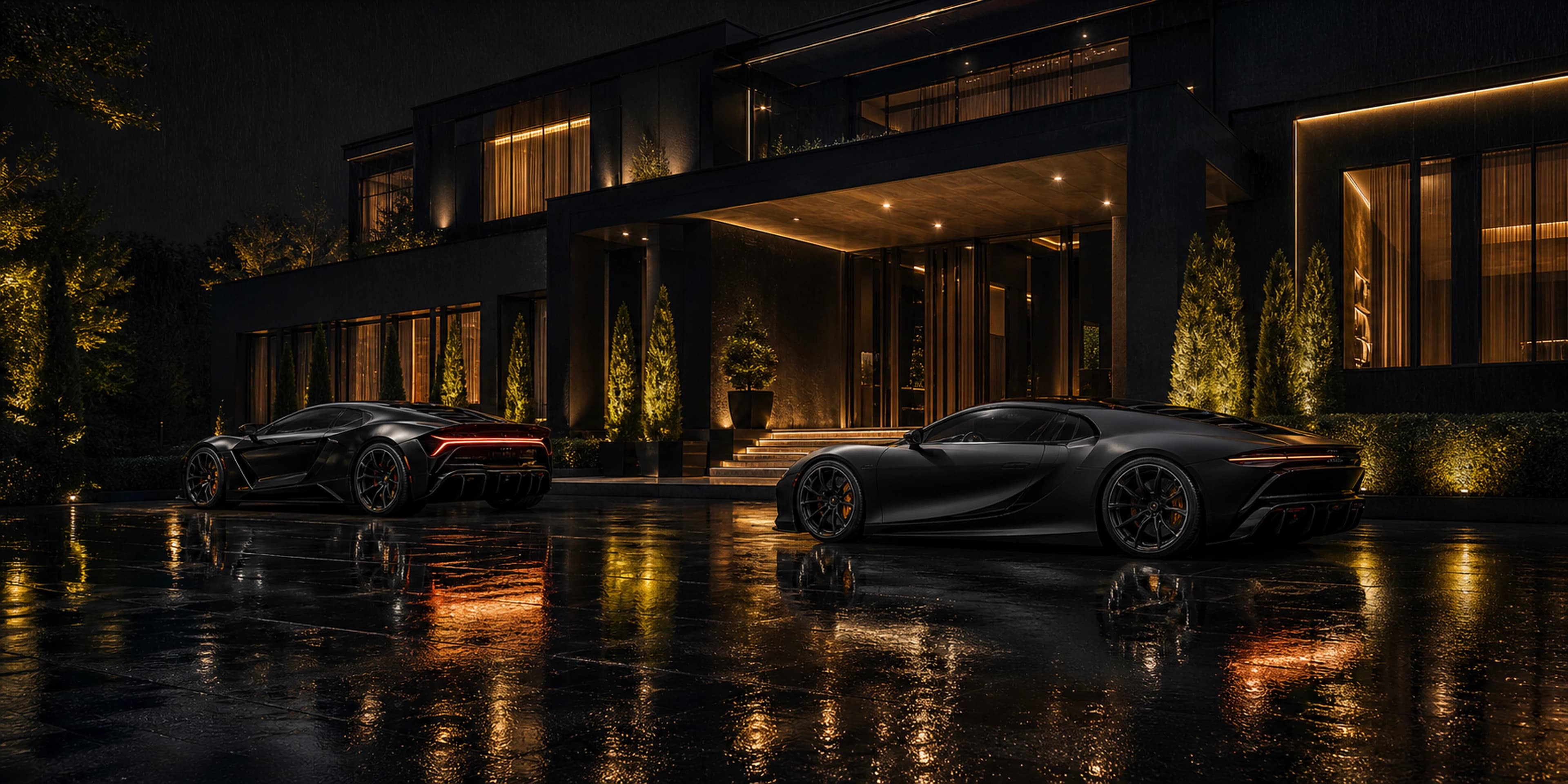 Rainy Night Luxury — original desktop artwork from the Estates collection