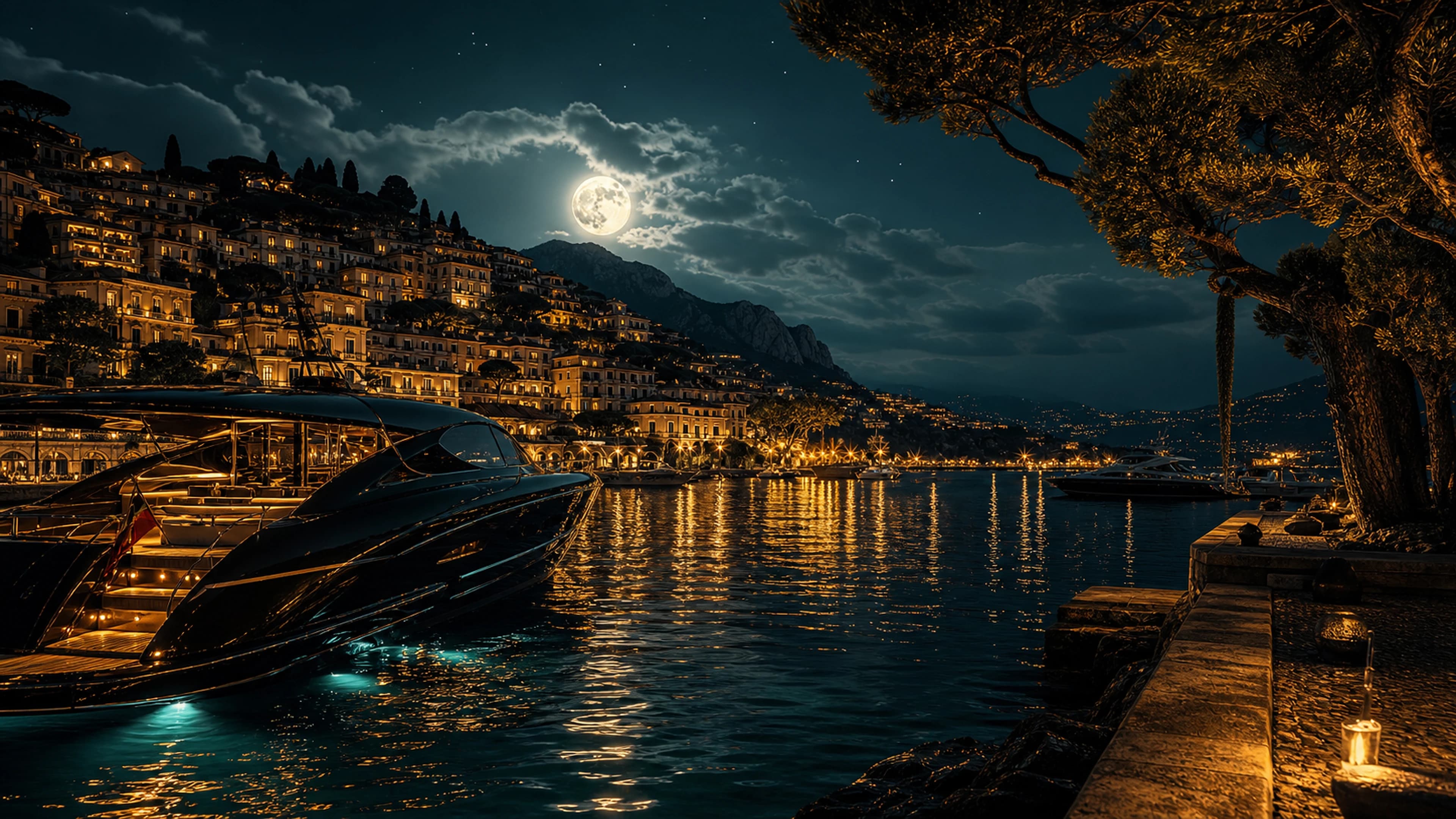 Riviera Moon — original desktop artwork from the Monaco Nights collection