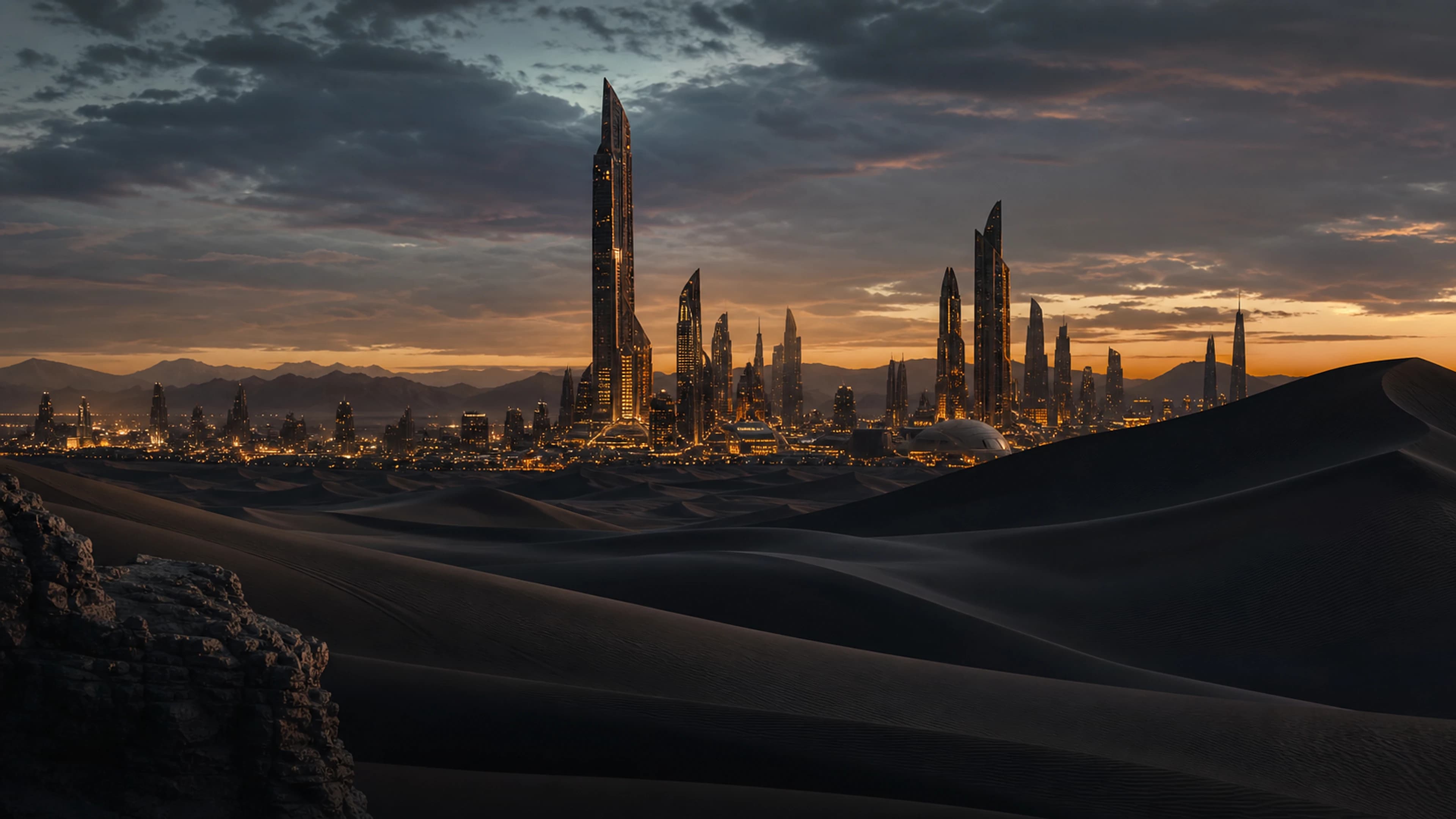 Skyline Mirage — original desktop artwork from the Dubai After Dark collection