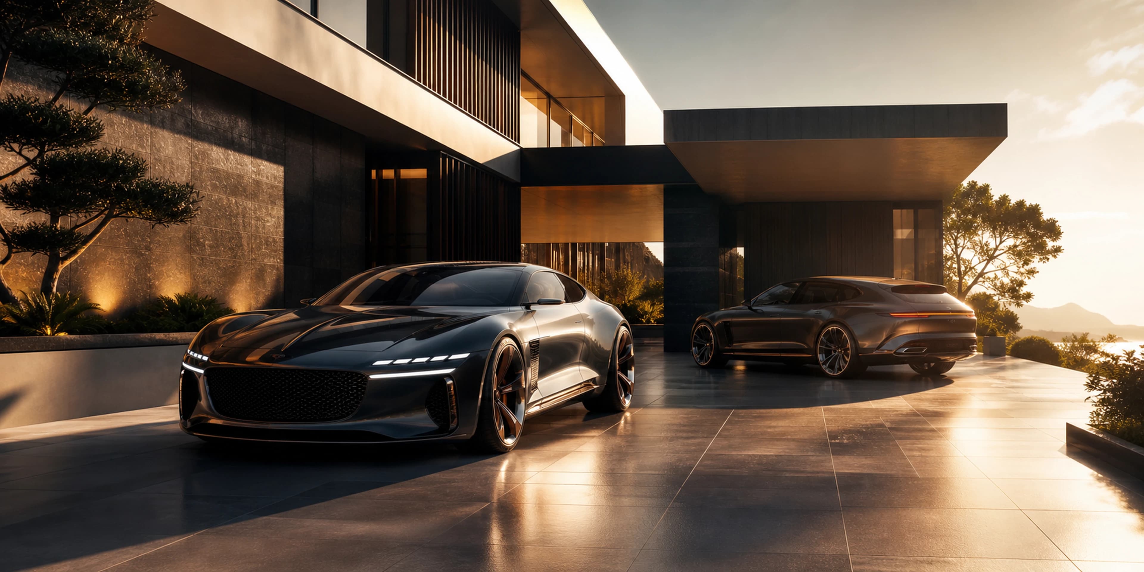 Sunrise Luxury Driveway — original desktop artwork from the Estates collection