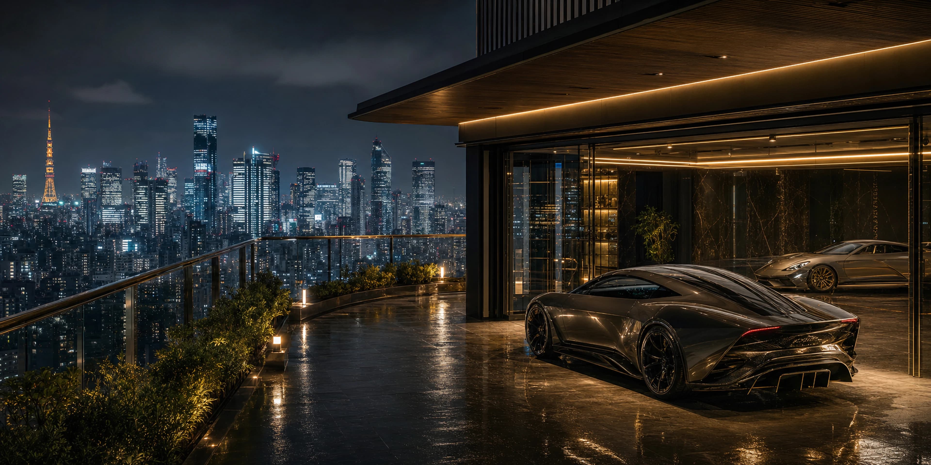 Tokyo Penthouse Garage — original desktop artwork from the Estates collection
