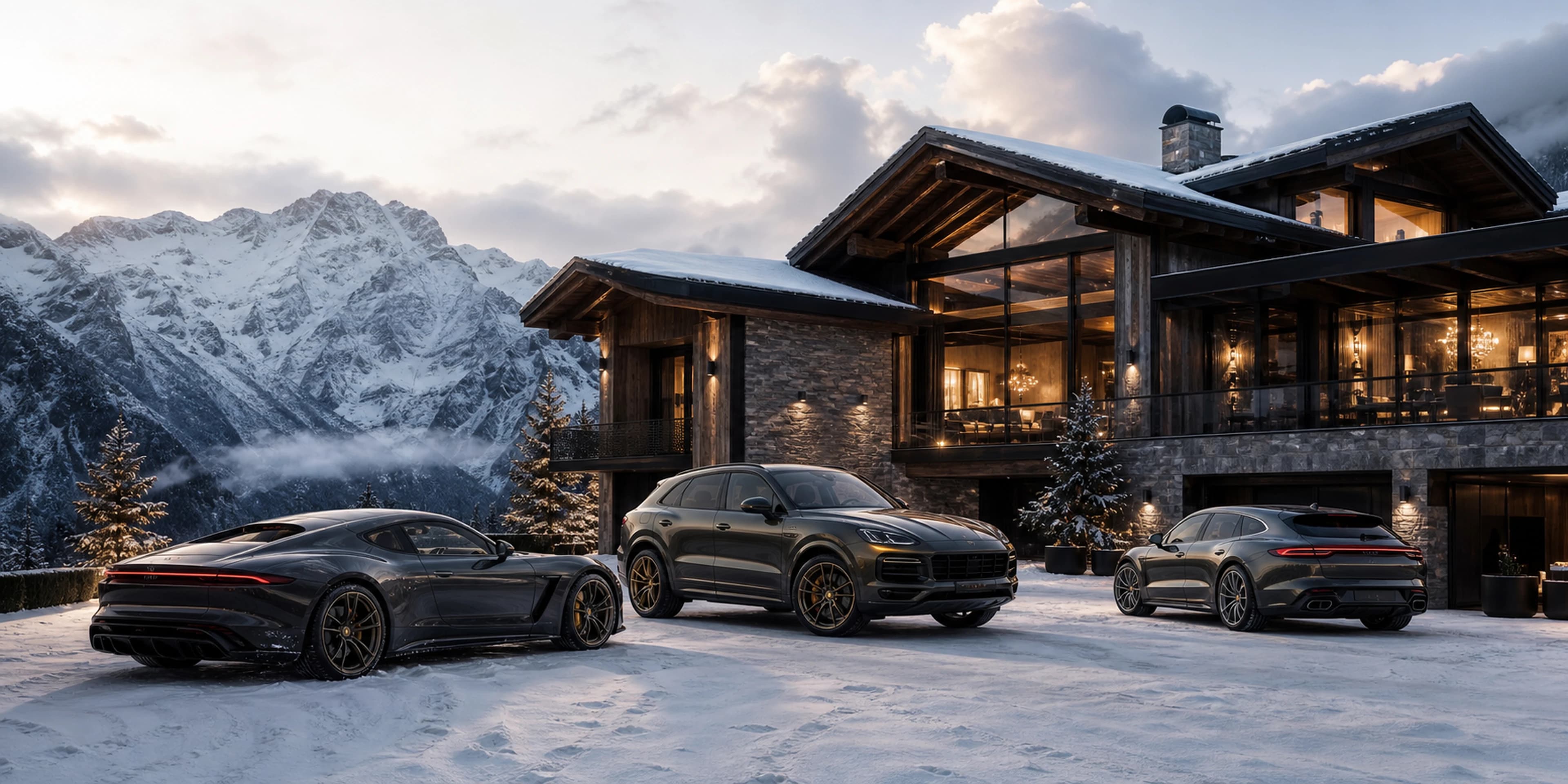 Winter Luxury Chalet — original desktop artwork from the Estates collection