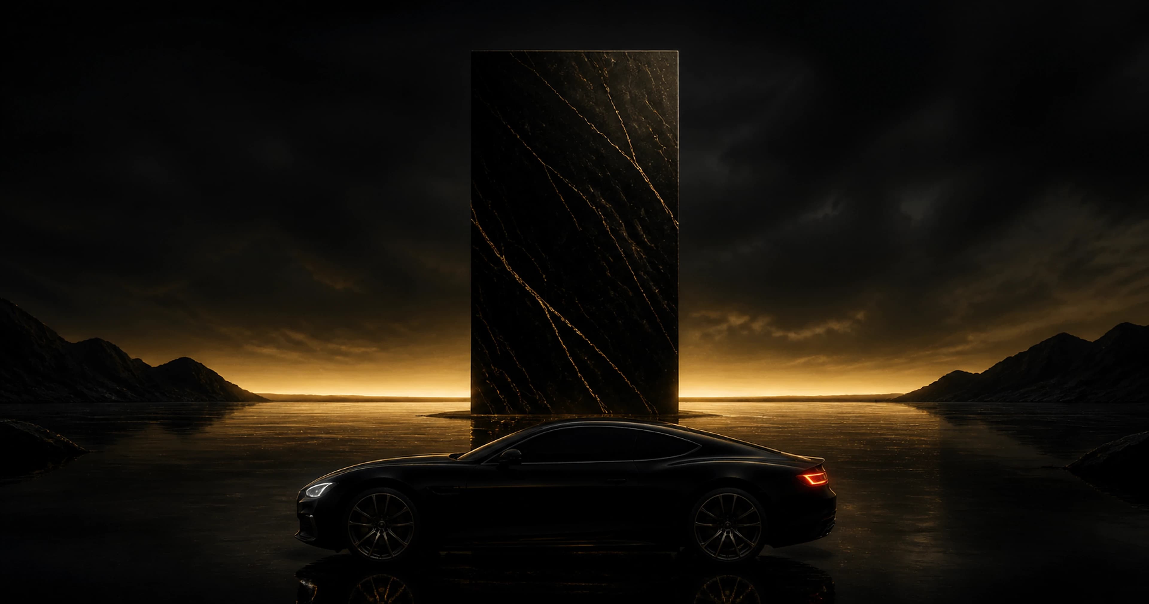 Black Marble Dawn — original desktop artwork from the Midnight Prestige collection