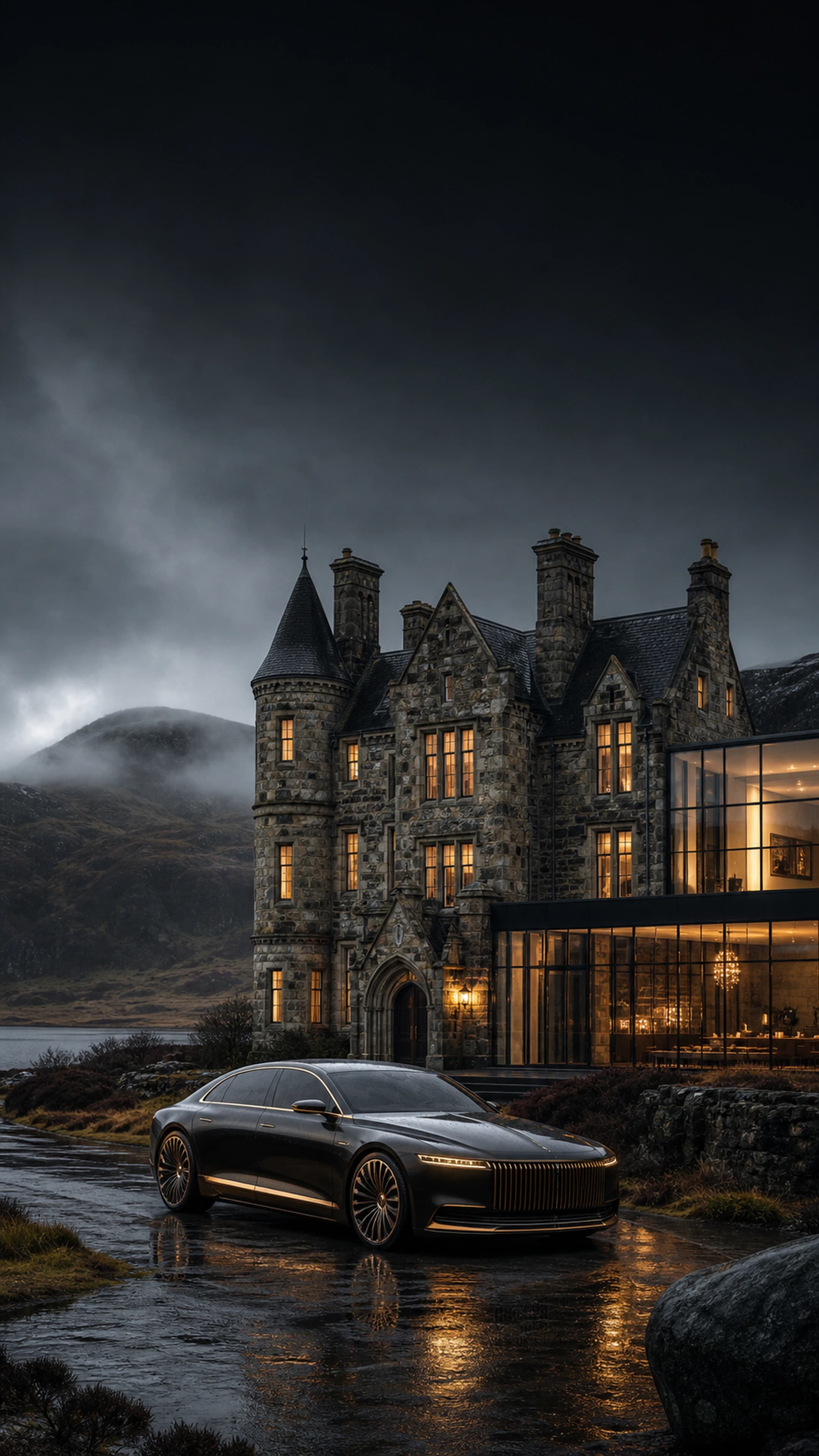 Scottish Highland Manor — original mobile artwork from the Estates collection