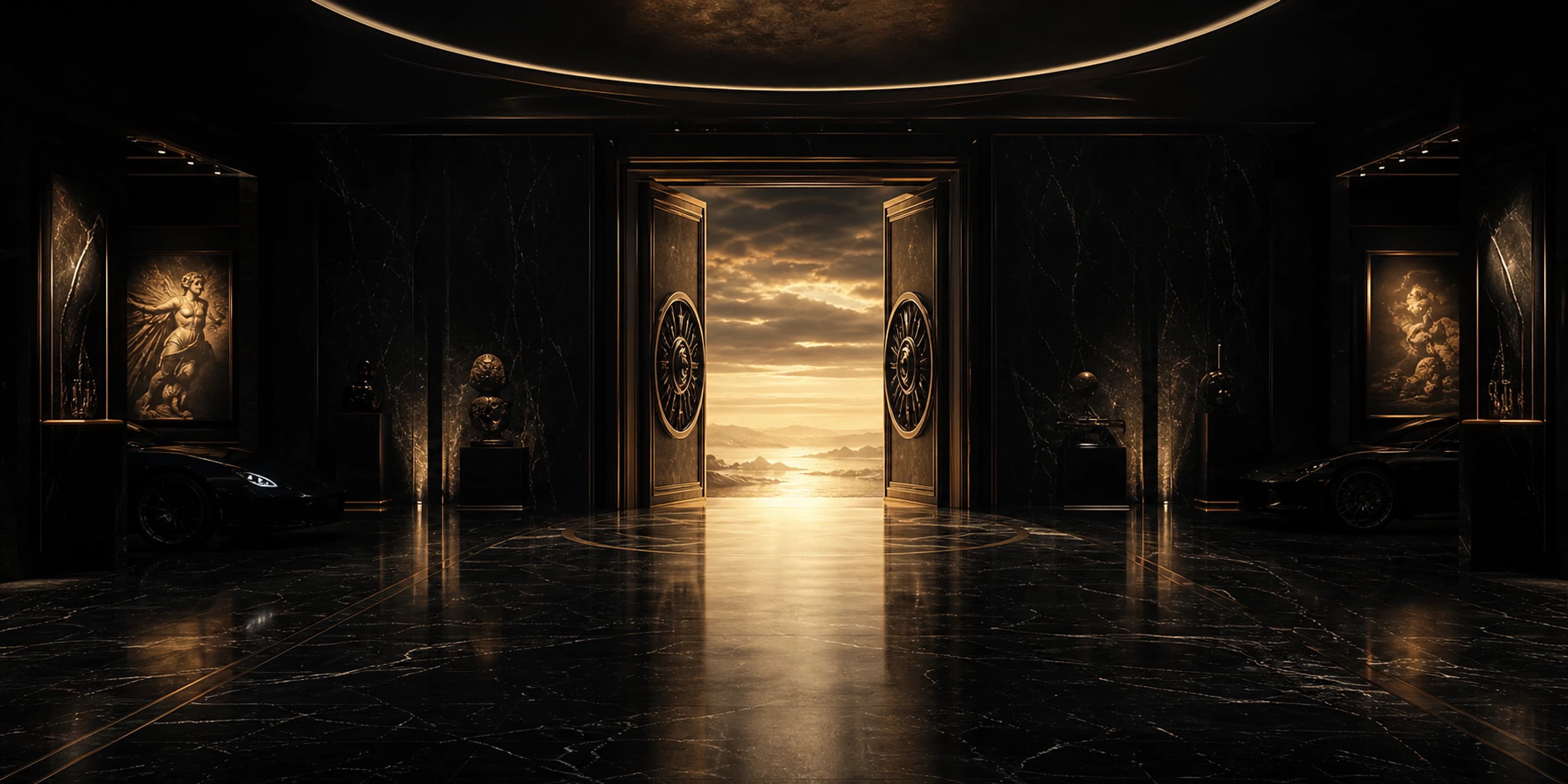 The Gold Threshold — original desktop artwork from the Midnight Prestige collection